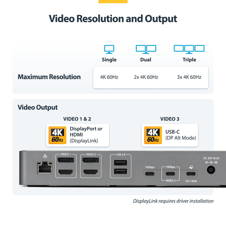 StarTech.com DK30C2DPEPRN station d'accueil Avec fil USB 3.2 Gen 2 (3.1 Gen 2) Type-C Gris - Image 6