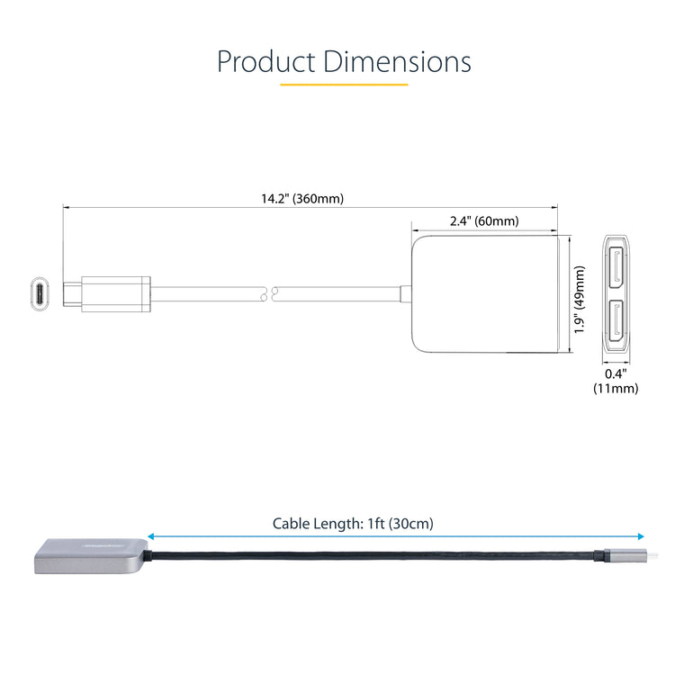 StarTech.com MST14CD122DP adaptateur graphique USB 4096 x 2160 pixels Gris - Image 6