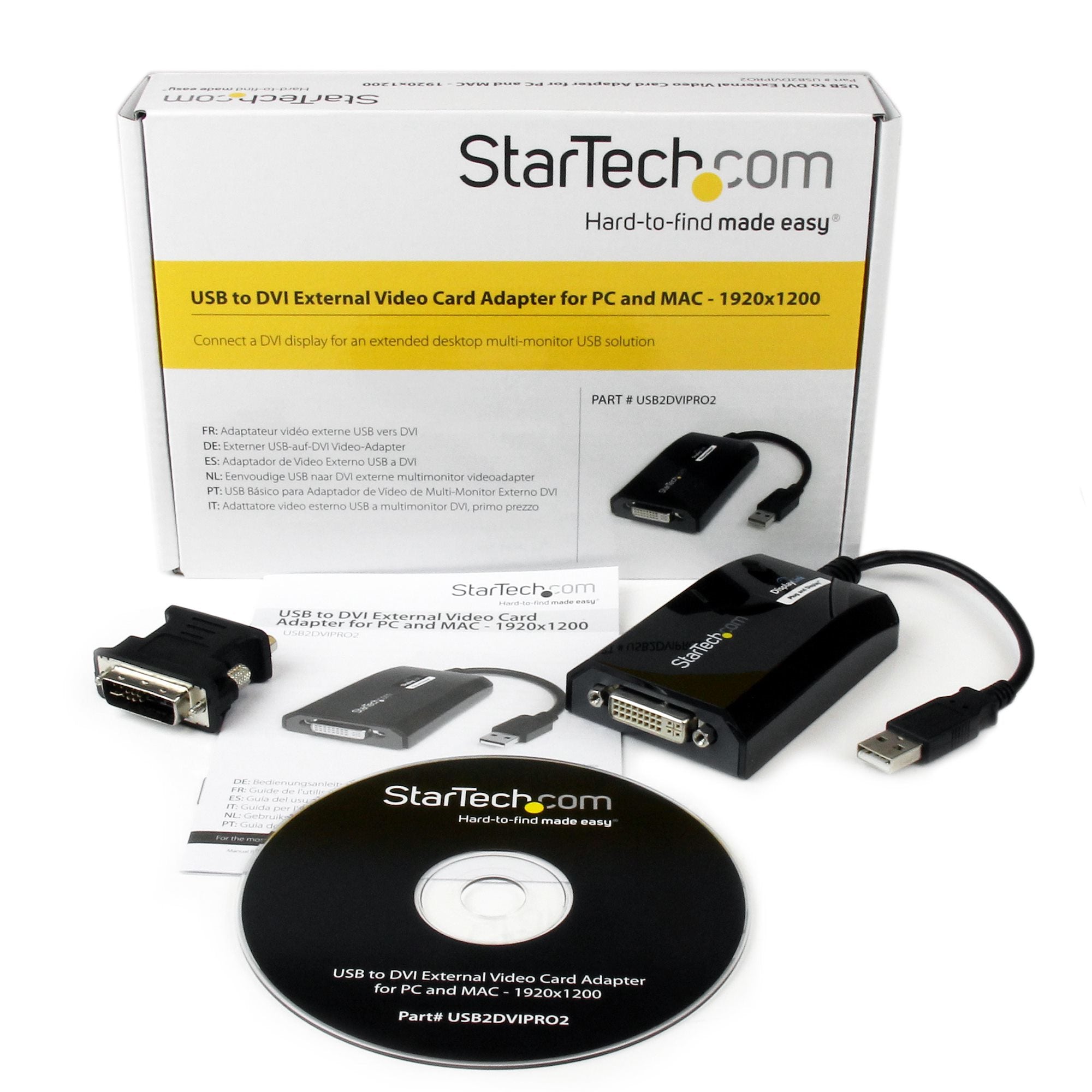 StarTech.com USB2DVIPRO2 adaptateur graphique USB 1920 x 1200 pixels Noir - Image 4