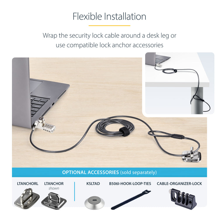 StarTech.com DUALKA10-LAPTOP-LOCK câble antivol Noir, Acier - Image 14