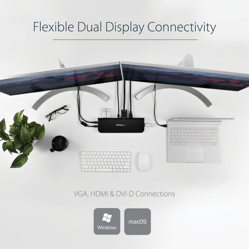 StarTech.com USB3SDOCKHDV station d'accueil Avec fil USB 3.2 Gen 1 (3.1 Gen 1) Type-B Noir - Image 10