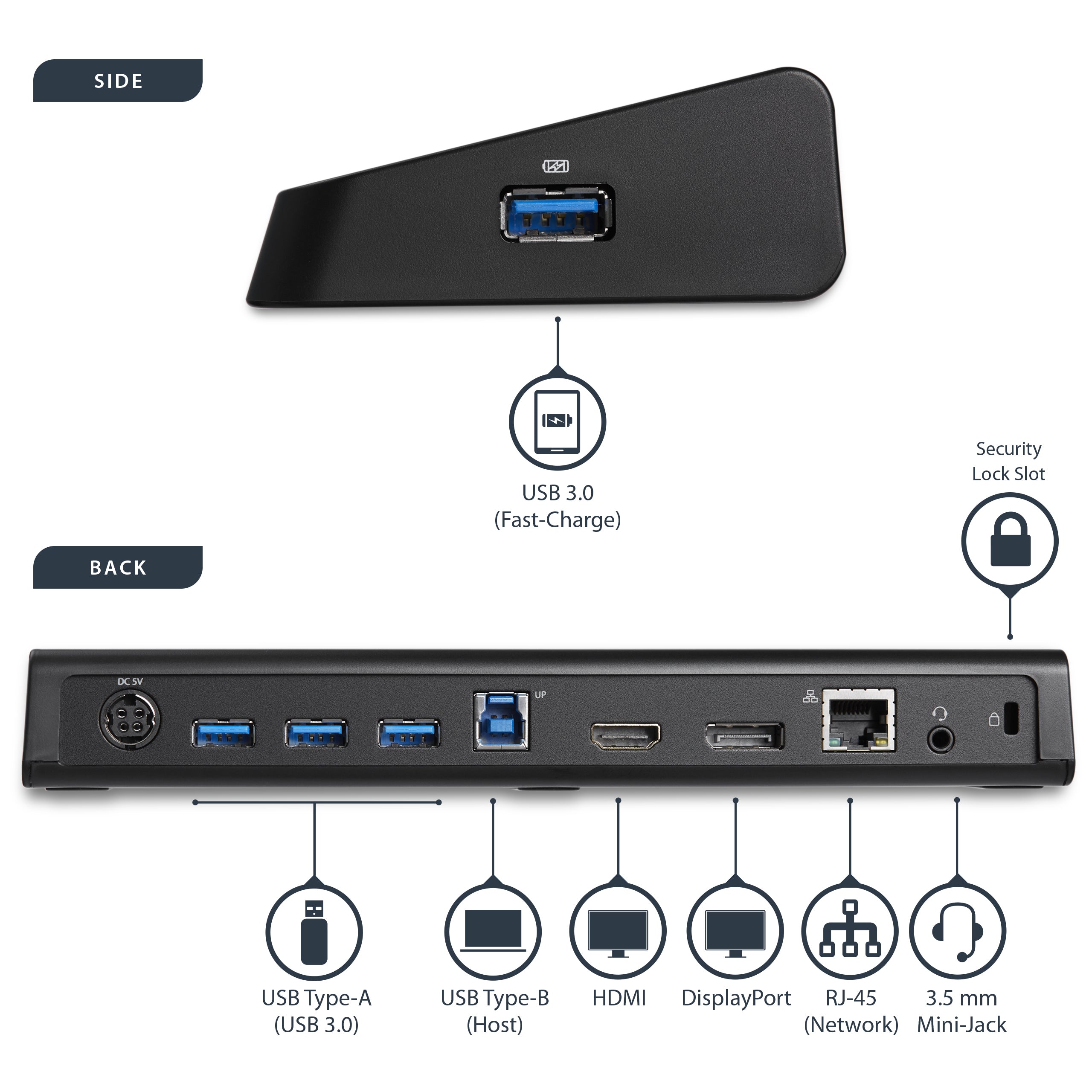 StarTech.com USB3DOCKHDPC station d'accueil Avec fil USB 3.2 Gen 1 (3.1 Gen 1) Type-B Noir - Image 11
