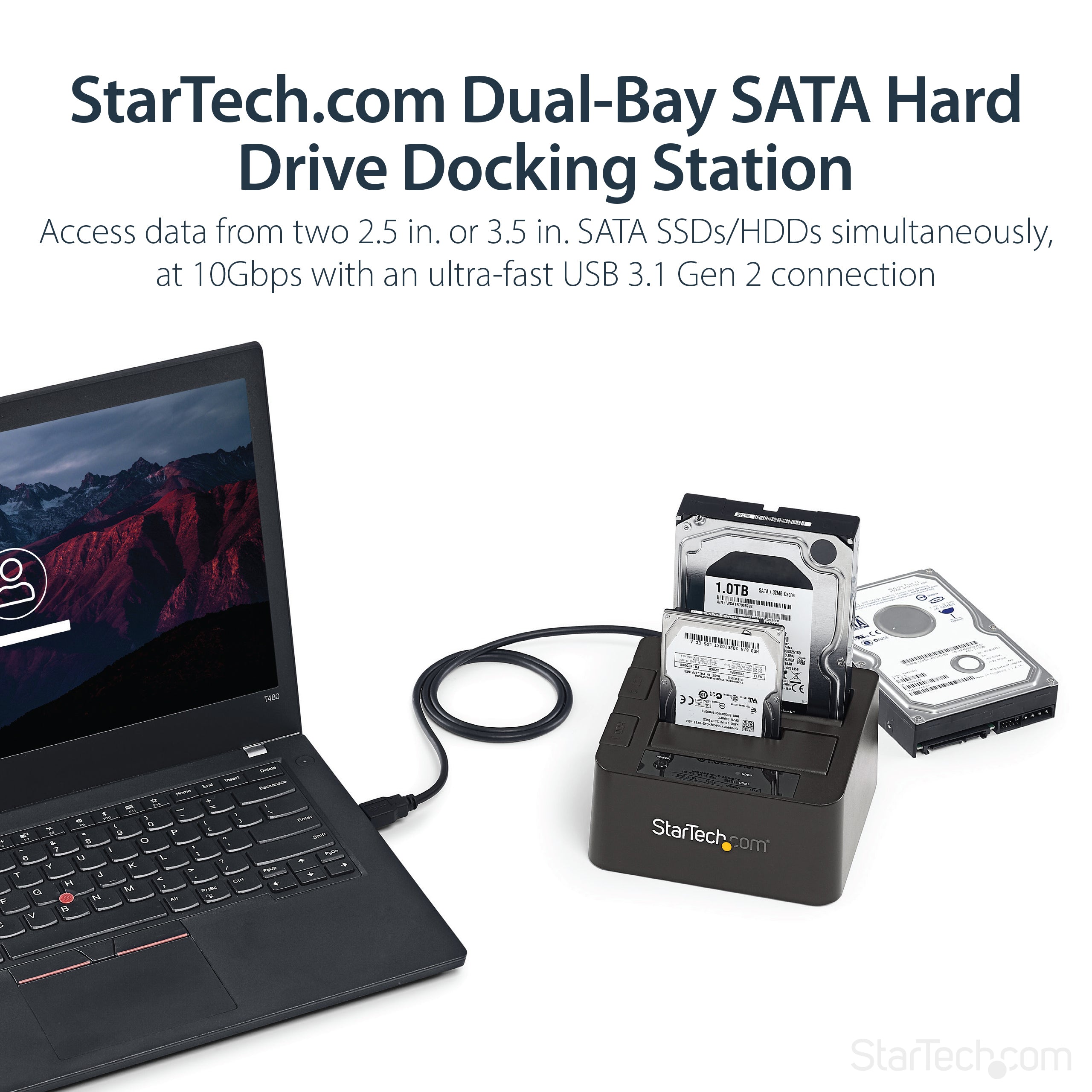 StarTech.com SDOCK2U313 Station d'accueil de disques de stockage USB 3.2 Gen 2 (3.1 Gen 2) Type micro-B Noir - Image 8