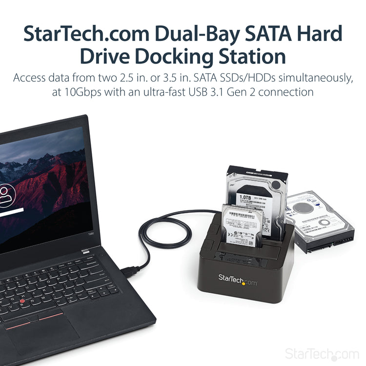 StarTech.com SDOCK2U313 Station d'accueil de disques de stockage USB 3.2 Gen 2 (3.1 Gen 2) Type micro-B Noir - Image 8