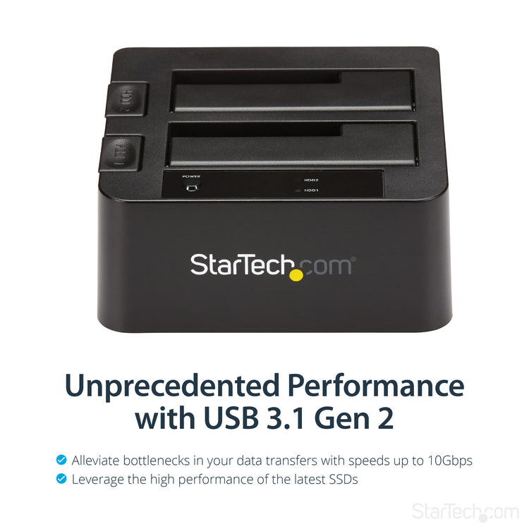 StarTech.com SDOCK2U313 Station d'accueil de disques de stockage USB 3.2 Gen 2 (3.1 Gen 2) Type micro-B Noir - Image 9