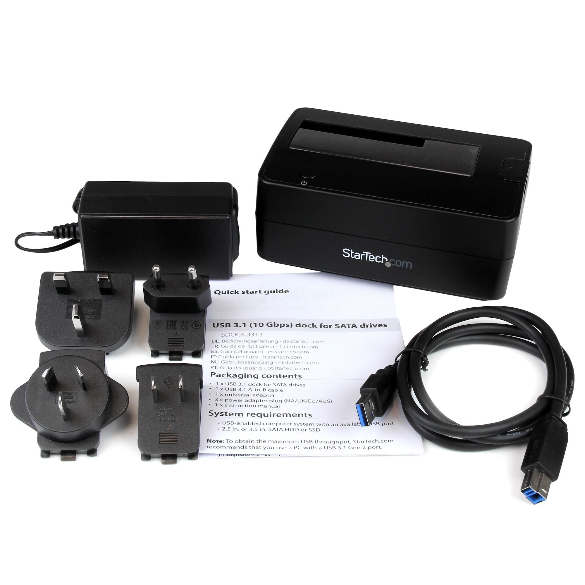 StarTech.com SDOCKU313 Station d'accueil de disques de stockage USB 3.2 Gen 2 (3.1 Gen 2) Type micro-B Noir - Image 4