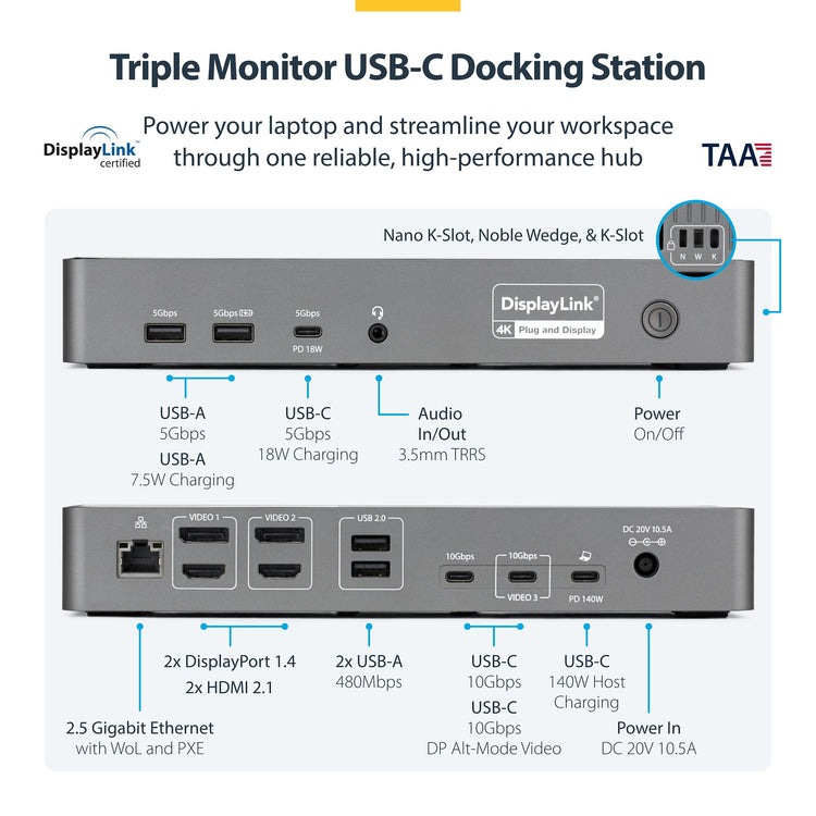 StarTech.com DK30C2DPEPRN station d'accueil Avec fil USB 3.2 Gen 2 (3.1 Gen 2) Type-C Gris - Image 3