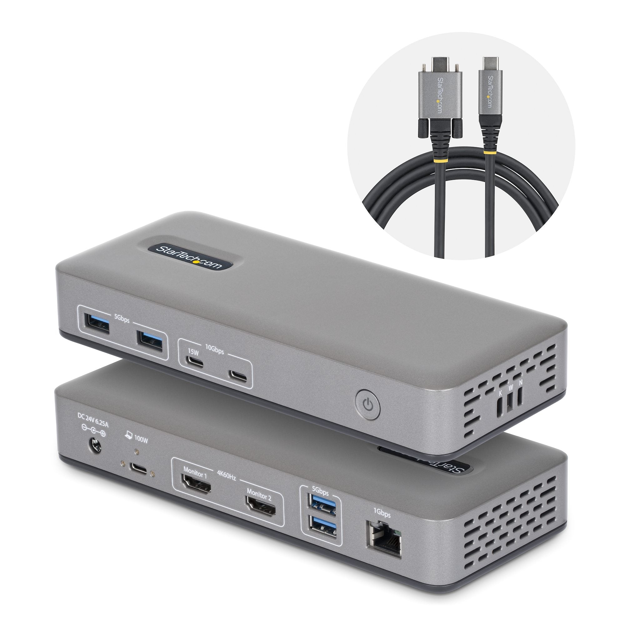 StarTech.com 196N-USBC-DOCK station d'accueil Avec fil USB 3.2 Gen 2 (3.1 Gen 2) Type-C Gris - Image 1