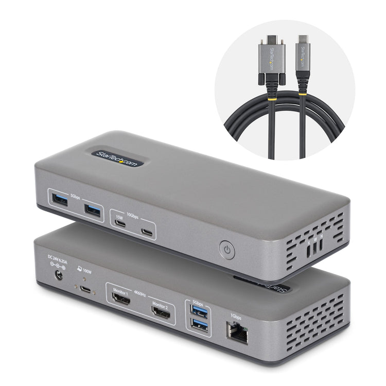 StarTech.com 196N-USBC-DOCK station d'accueil Avec fil USB 3.2 Gen 2 (3.1 Gen 2) Type-C Gris - Image 1