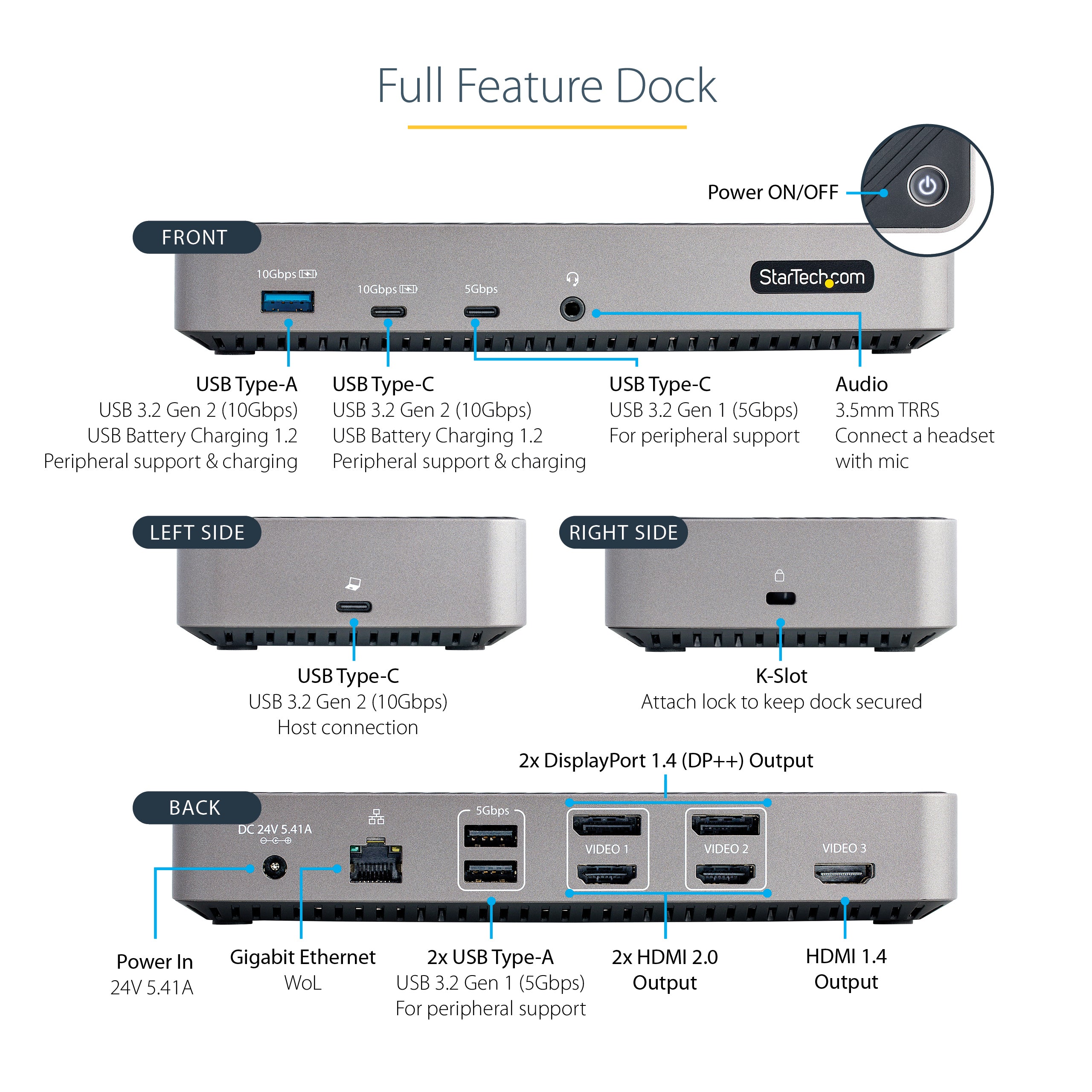 StarTech.com 116N-USBC-DOCK station d'accueil Avec fil USB 3.2 Gen 2 (3.1 Gen 2) Type-C Gris - Image 11
