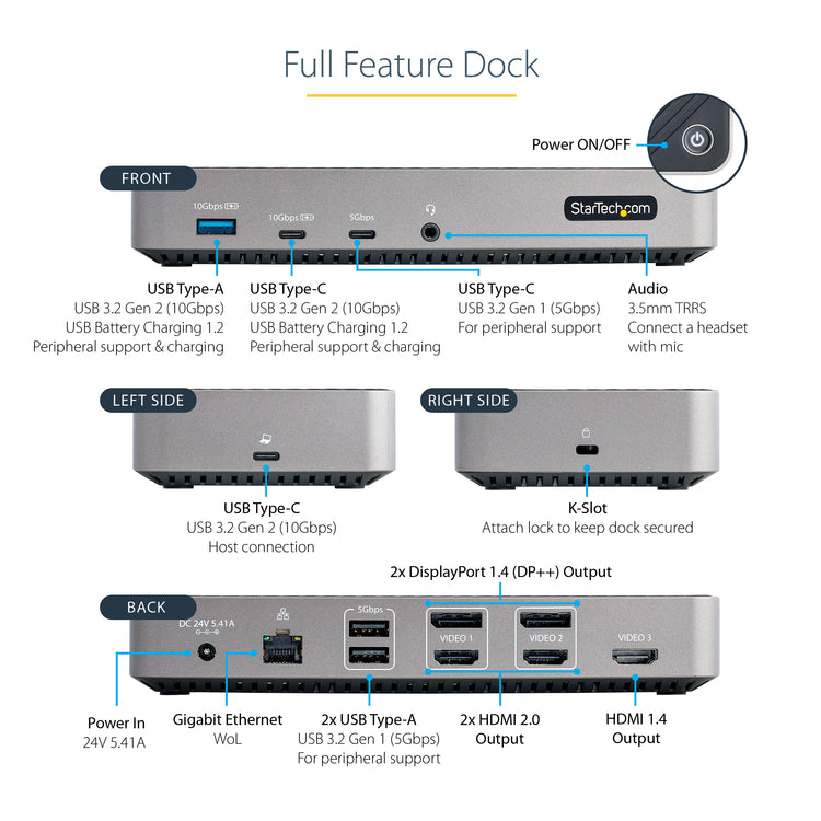StarTech.com 116N-USBC-DOCK station d'accueil Avec fil USB 3.2 Gen 2 (3.1 Gen 2) Type-C Gris - Image 11