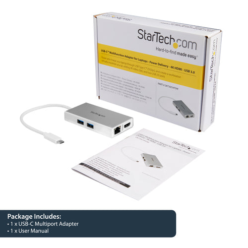 StarTech.com DKT30CHPDW station d'accueil Avec fil USB 3.2 Gen 1 (3.1 Gen 1) Type-C Argent, Blanc - Image 12