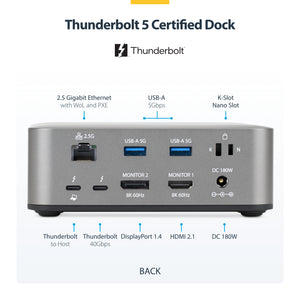 StarTech.com 215N-TB5USB4DOCK station d'accueil Avec fil Thunderbolt 5 Gris - Image 6