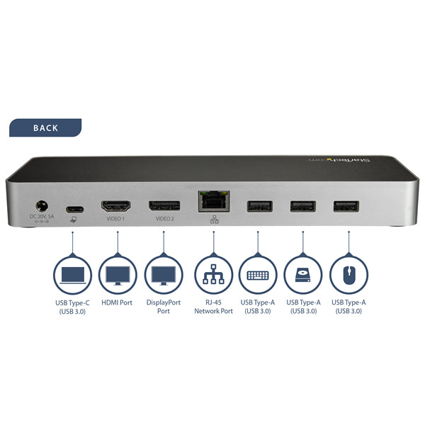 StarTech.com DK30CHDDPPD station d'accueil Avec fil USB 3.2 Gen 1 (3.1 Gen 1) Type-C Noir, Argent - Image 5