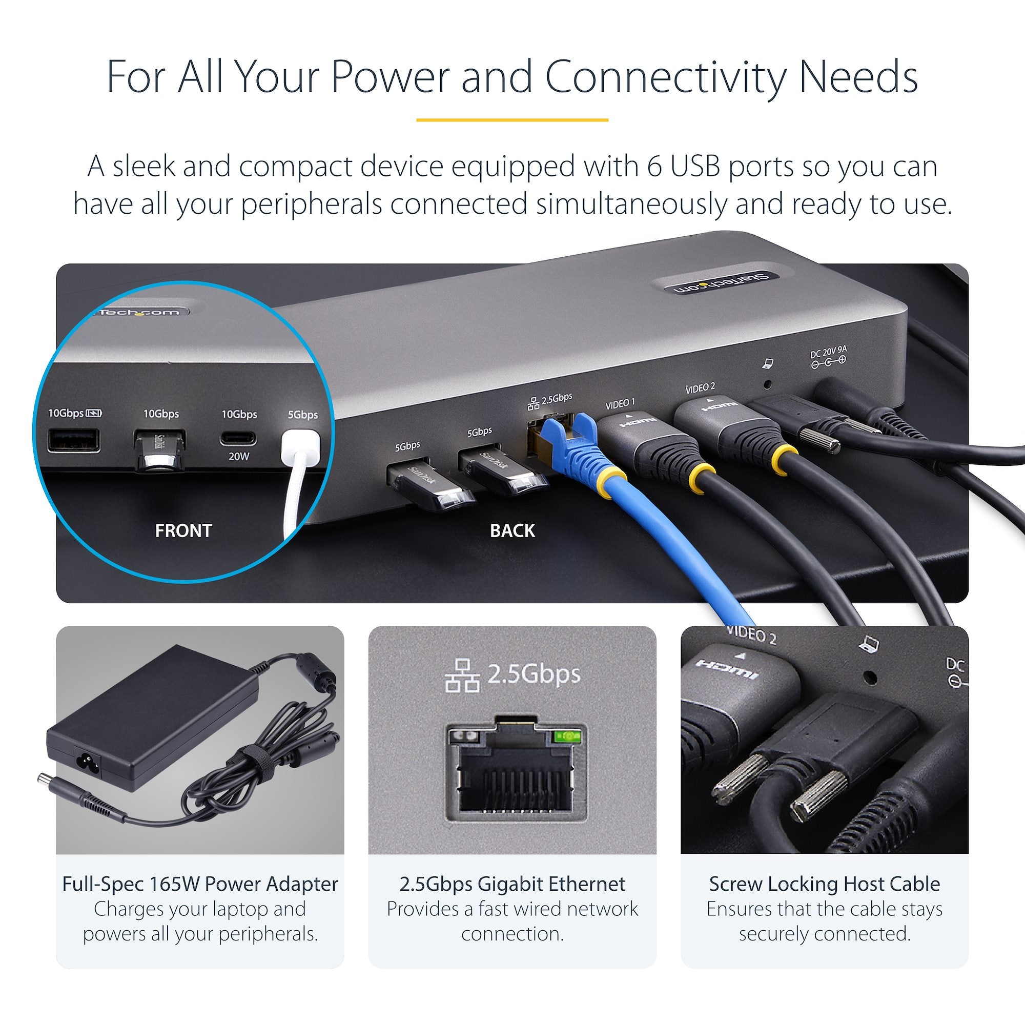 StarTech.com 155NA-USB4-DOCK station d'accueil Avec fil Argent - Image 5