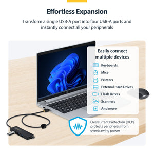 StarTech.com H5A4A-USB-HUB-2 hub & concentrateur USB 3.2 Gen 1 (3.1 Gen 1) Type-A 5000 Mbit/s Noir - Image 2