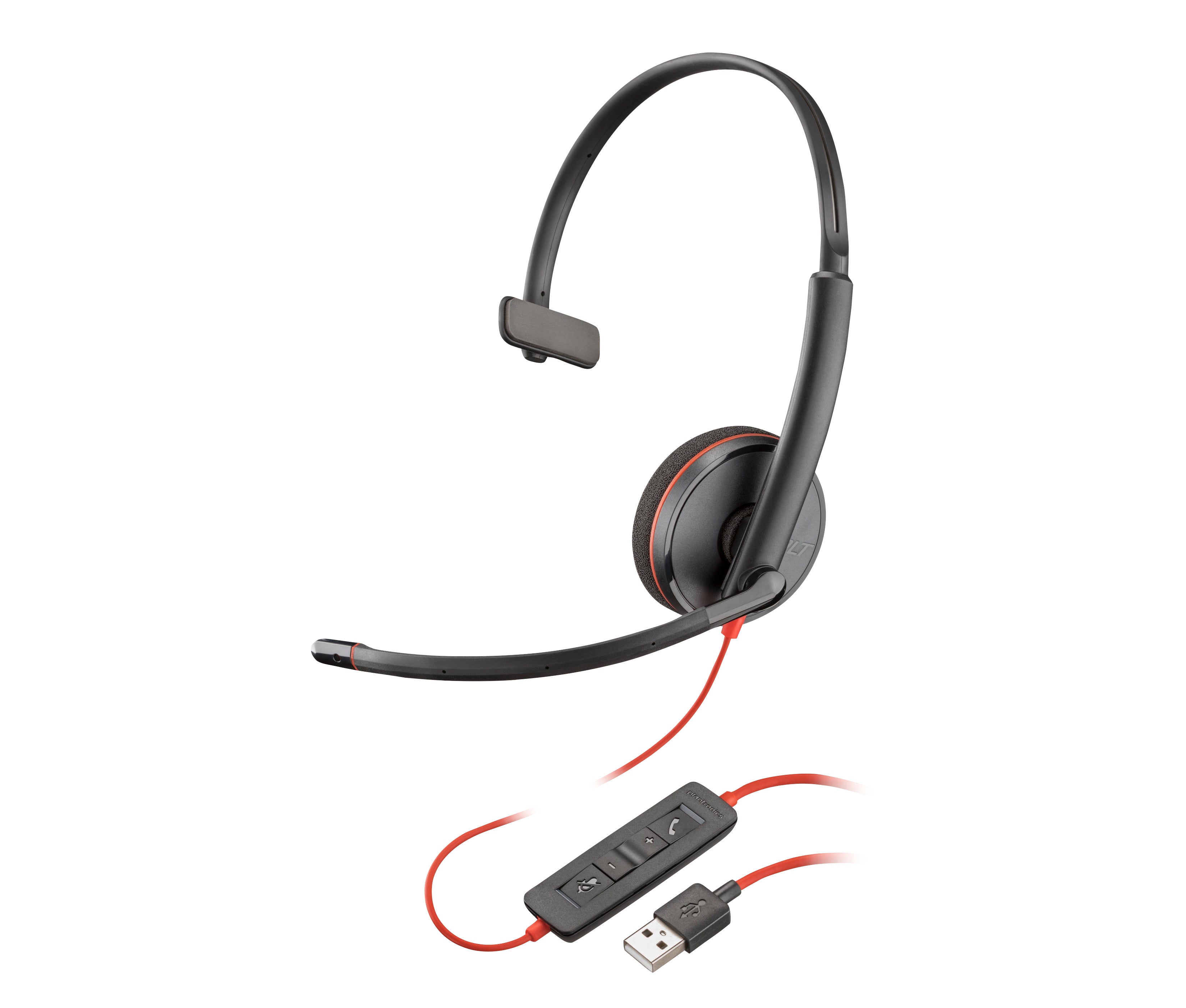 Poly Blackwire 3210 Monaural USB-A Headset Avec fil Arceau Bureau/Centre d'appels USB Type-A Noir