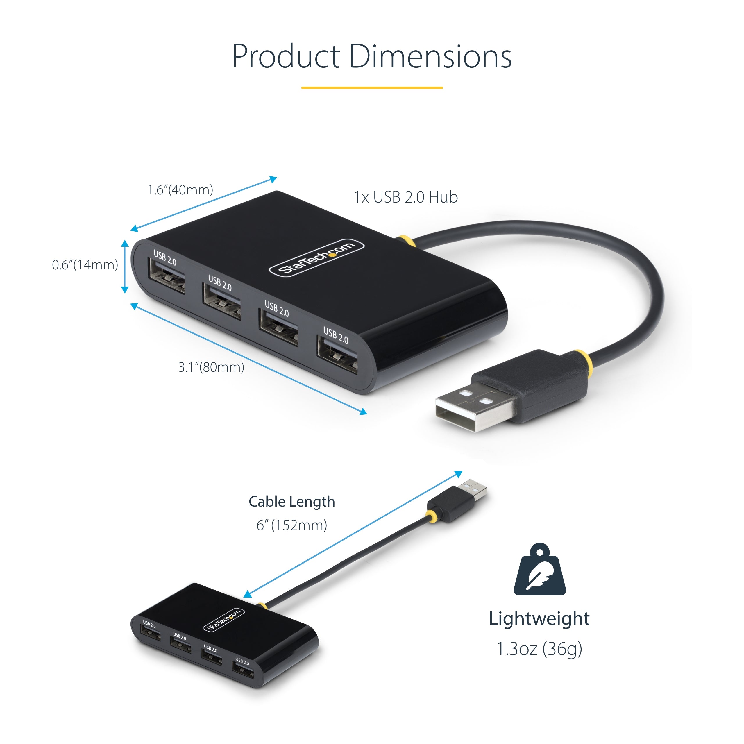 StarTech.com ST4200MINI2-USB-HUB hub & concentrateur 480 Mbit/s Noir - Image 12