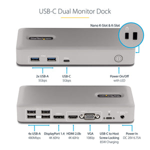 StarTech.com 101N-USBC-DOCK station d'accueil Avec fil USB 3.2 Gen 1 (3.1 Gen 1) Type-C Gris - Image 13