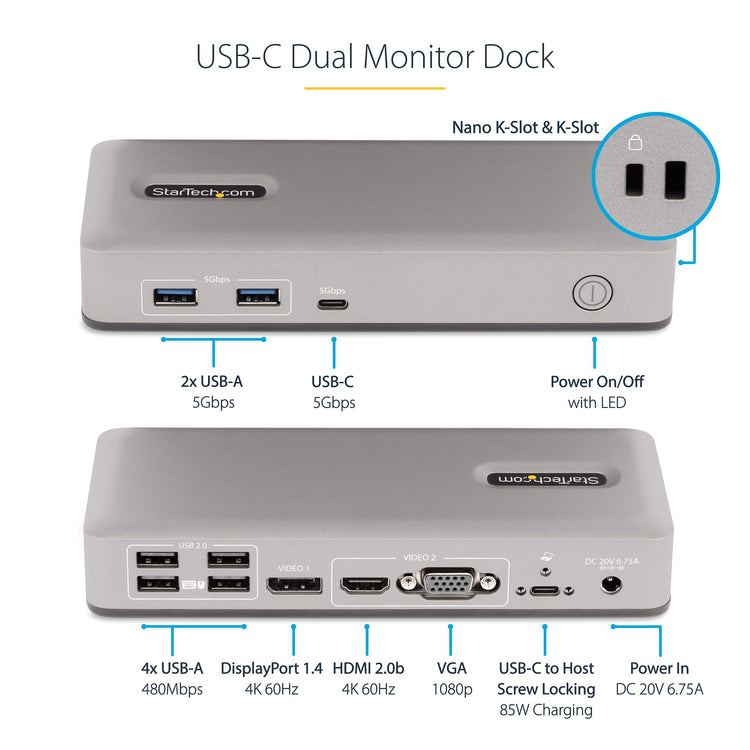 StarTech.com 101N-USBC-DOCK station d'accueil Avec fil USB 3.2 Gen 1 (3.1 Gen 1) Type-C Gris - Image 13
