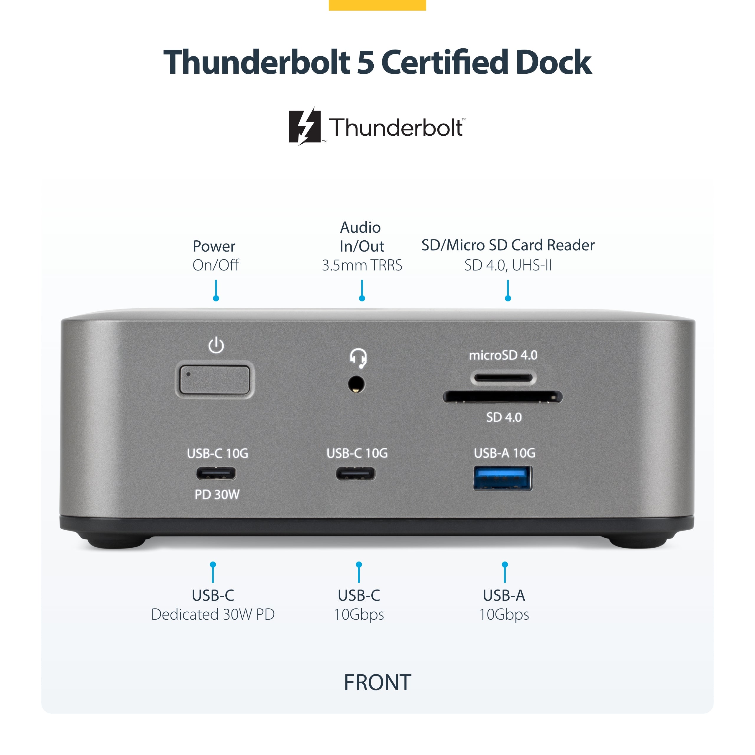 StarTech.com 215N-TB5USB4DOCK station d'accueil Avec fil Thunderbolt 5 Gris - Image 5