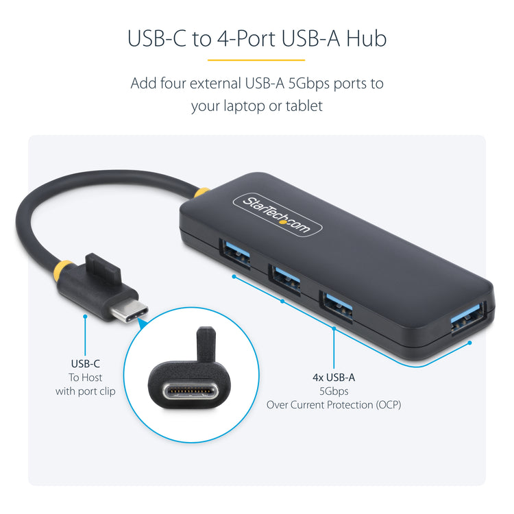 StarTech.com H5C4A-USB-HUB hub & concentrateur USB 3.2 Gen 1 (3.1 Gen 1) Type-C 5000 Mbit/s Noir - Image 13