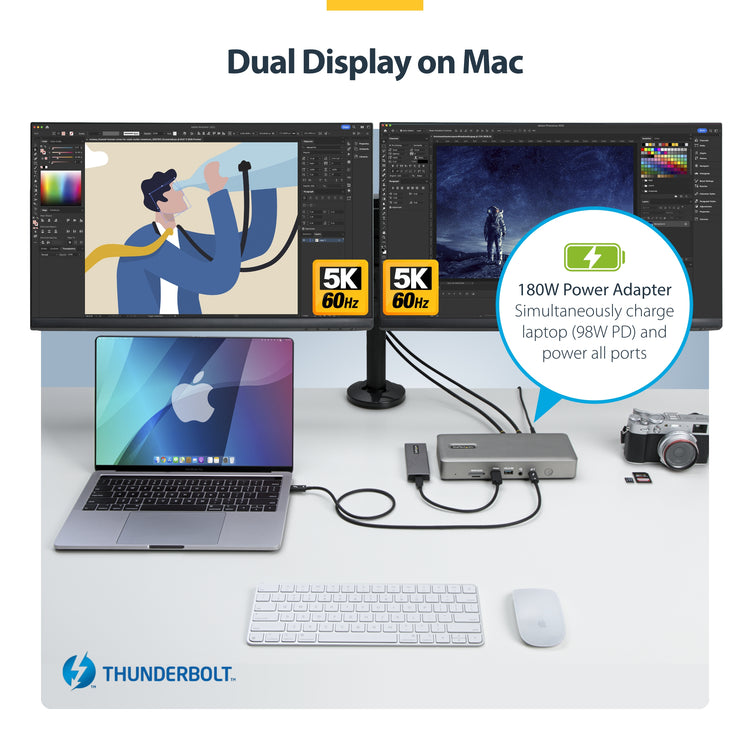 StarTech.com 132N-TB4USB4DOCK station d'accueil Avec fil Thunderbolt 4 Gris - Image 22