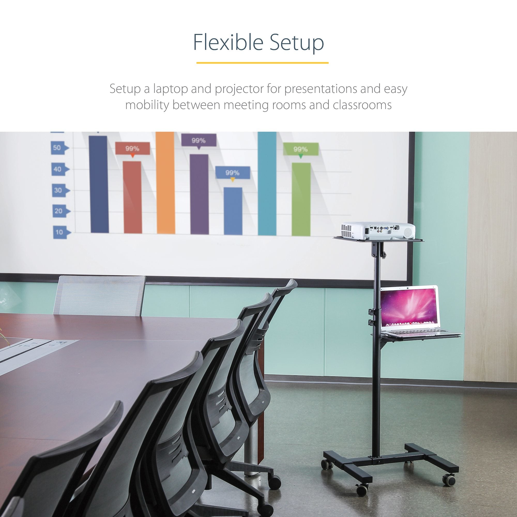 StarTech.com ADJPROJCART chariot et support multimédia Noir - Image 15