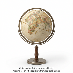 Globe Trésor, 12 po / 30 cm de diamètre, style Océan Antique, avec support en métal et méridien complet (Anglais)
