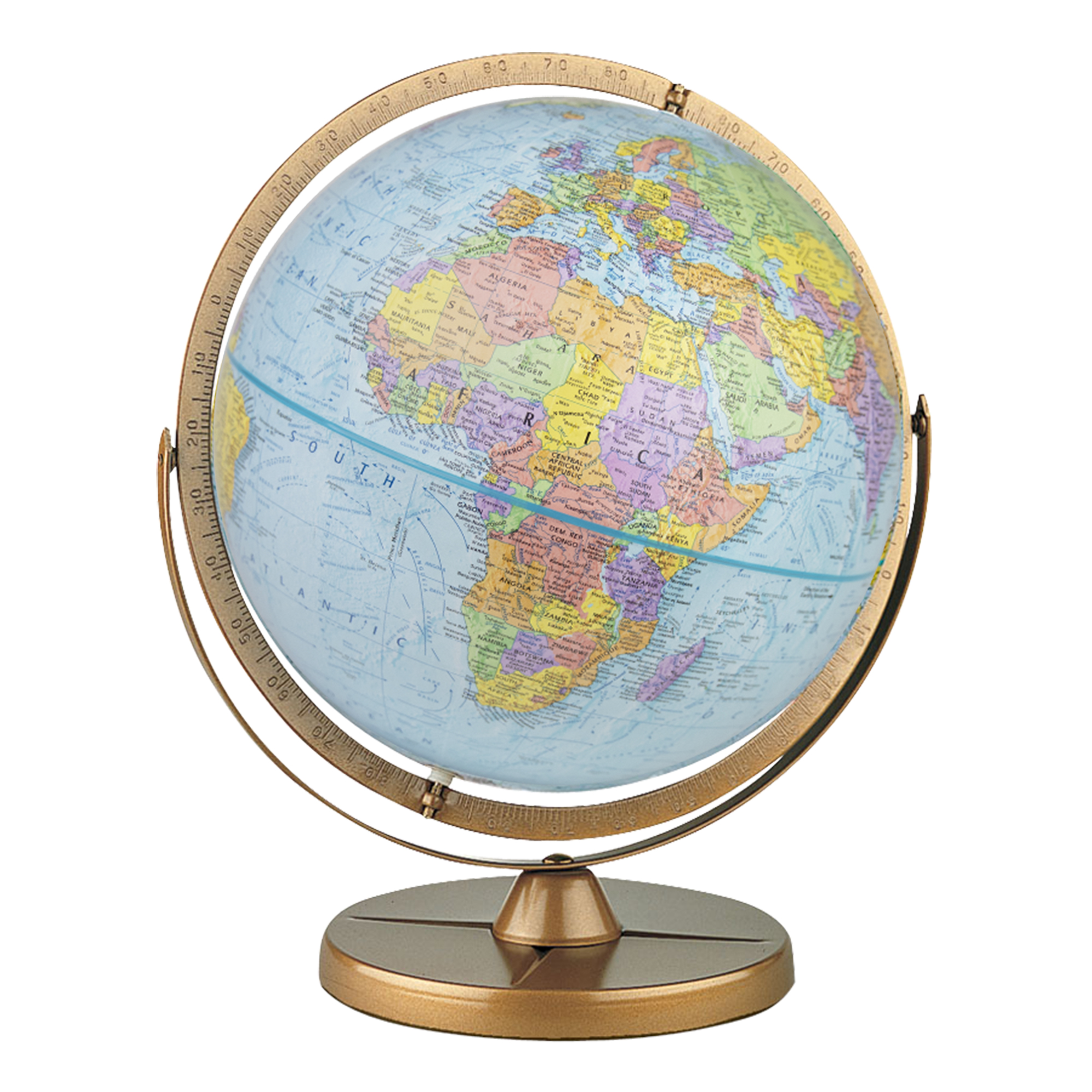 Globe de bureau Replogle Pionnier Océan Bleu, Diamètre 12"/30cm, avec support en métal et méridien complet