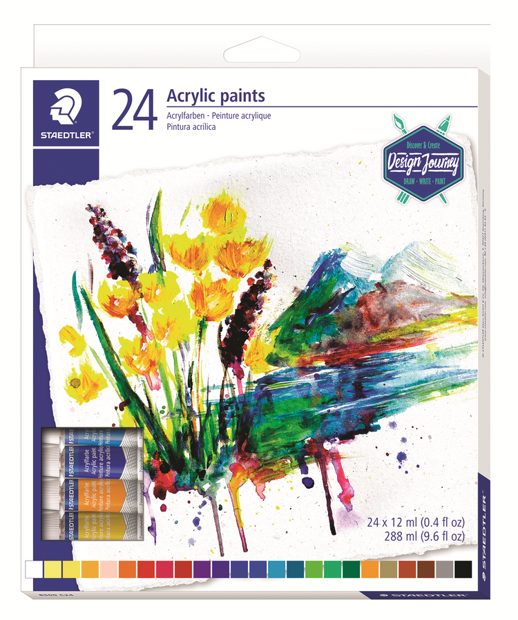 8500-C24-02 STAEDTLER-Mars Limited PEINTURE ACRYLIQUE TUBES 12ml*