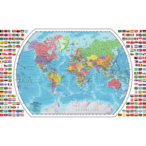 Présentoir de Carte du Monde avec Carte du Monde (Anglais) 49"/124,5 cm x 33"/84 cm – 18 Cartes par Présentoir