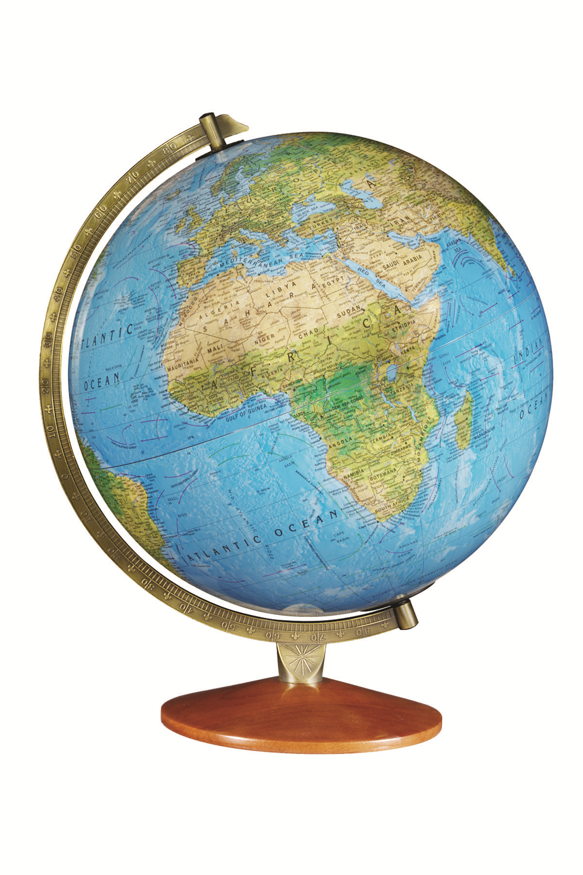 Odessa, Globe de bureau lumineux Océan Bleu, 12 po/30 cm de diamètre (anglais)