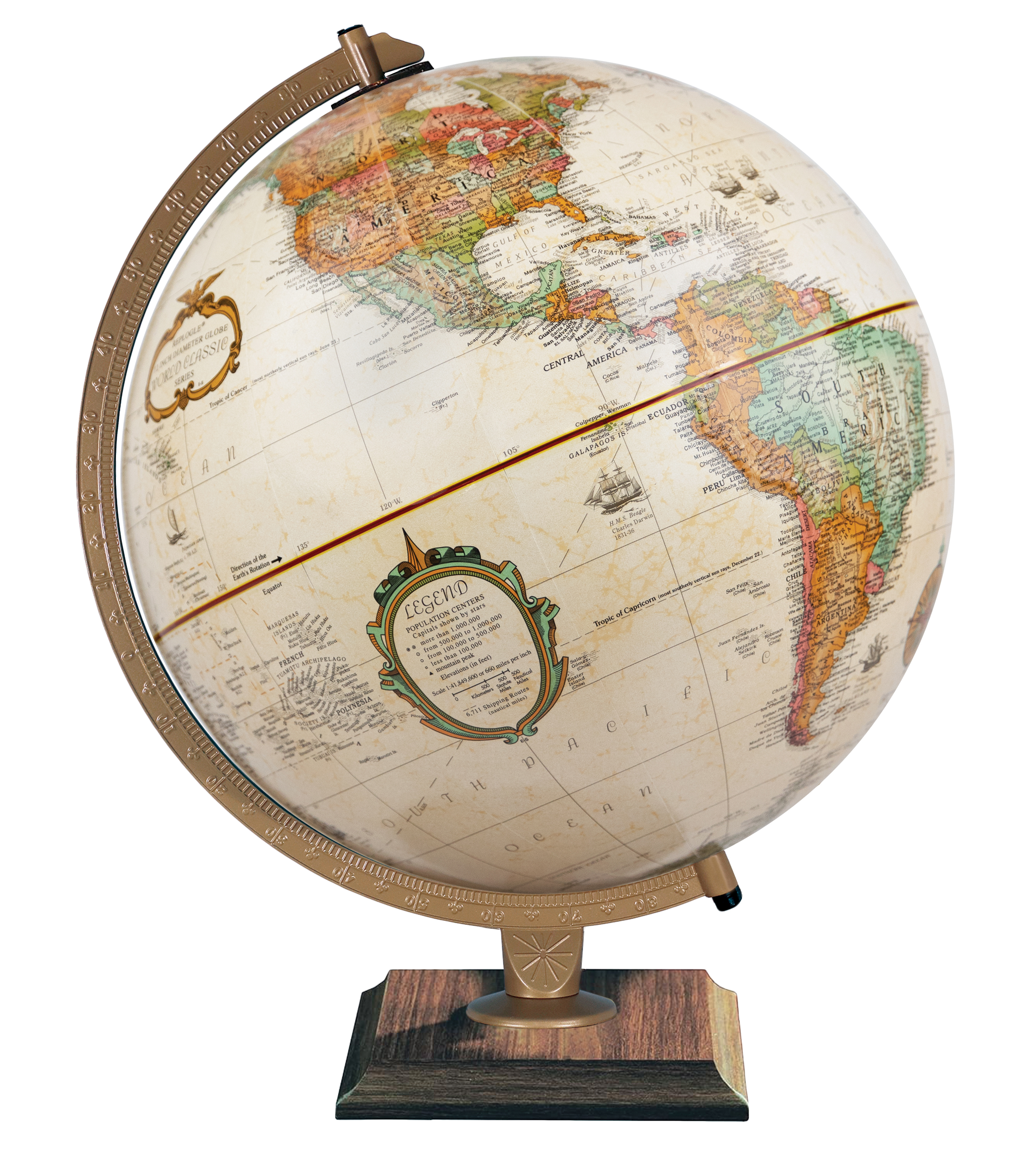 Spokane Globe de Bureau Océan Antique Diamètre 12 po/30 cm (Anglais)