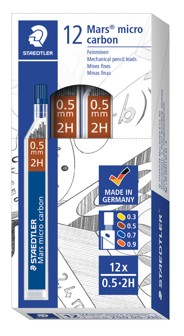250-05-2H STAEDTLER-Mars Limitée MARS M. 0,5mm 2H 12 TUBES O