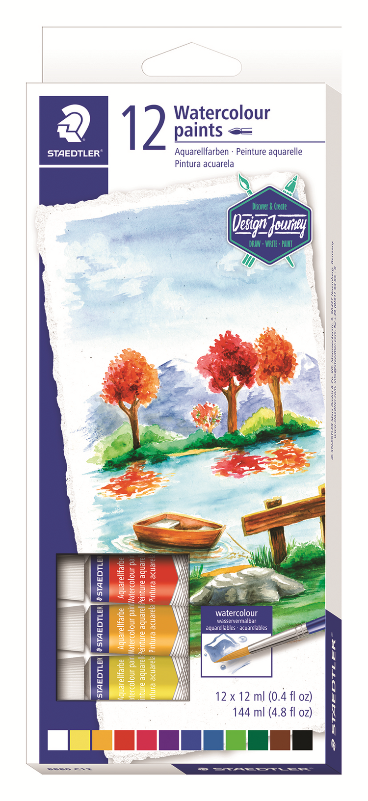 8880-C12-02 STAEDTLER-Mars Limited Peinture Aquarelle 12ml AST