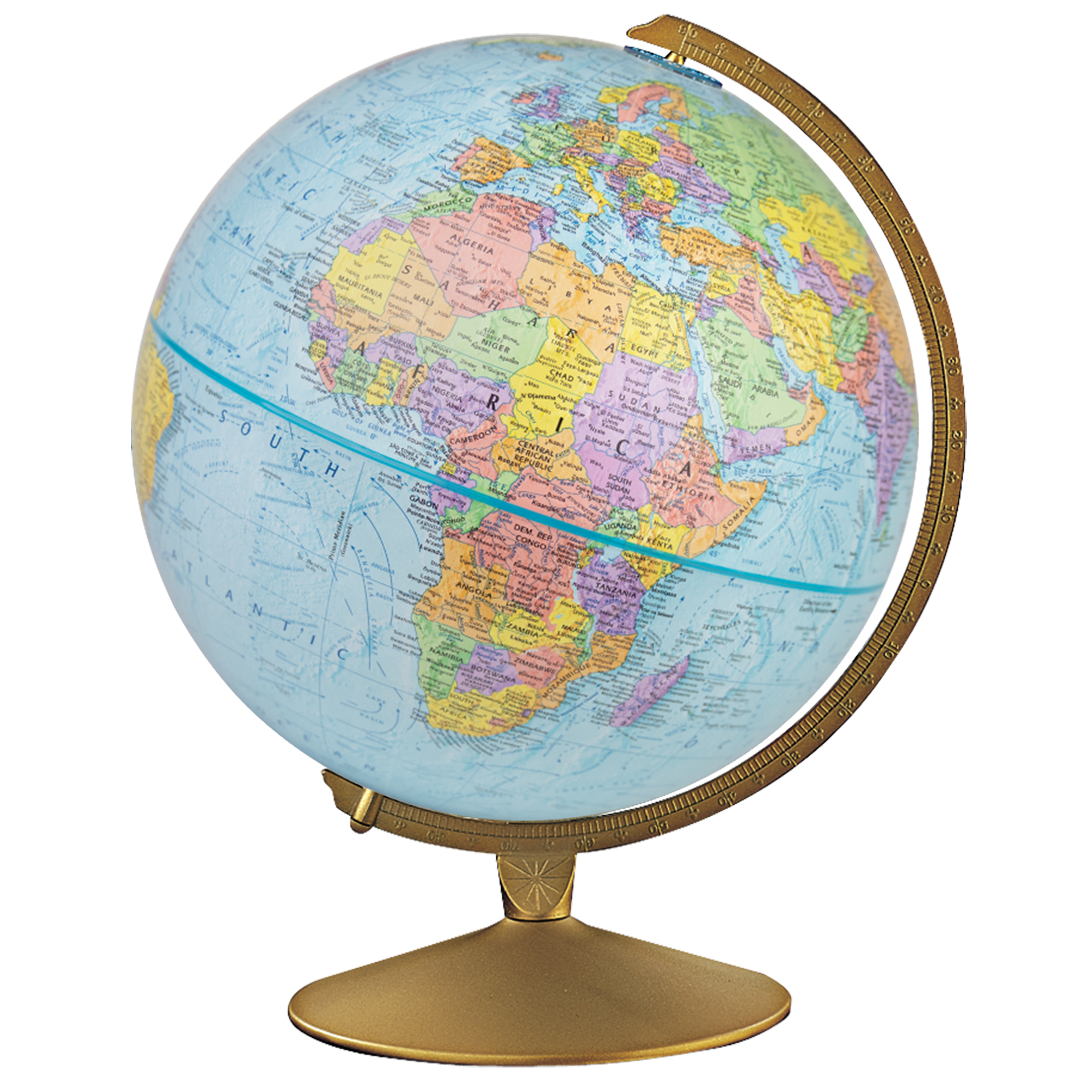 Explorer, Globe de Bureau Océan Bleu, Diamètre 12"/30 cm, avec Support en Métal et Semi-Méridien