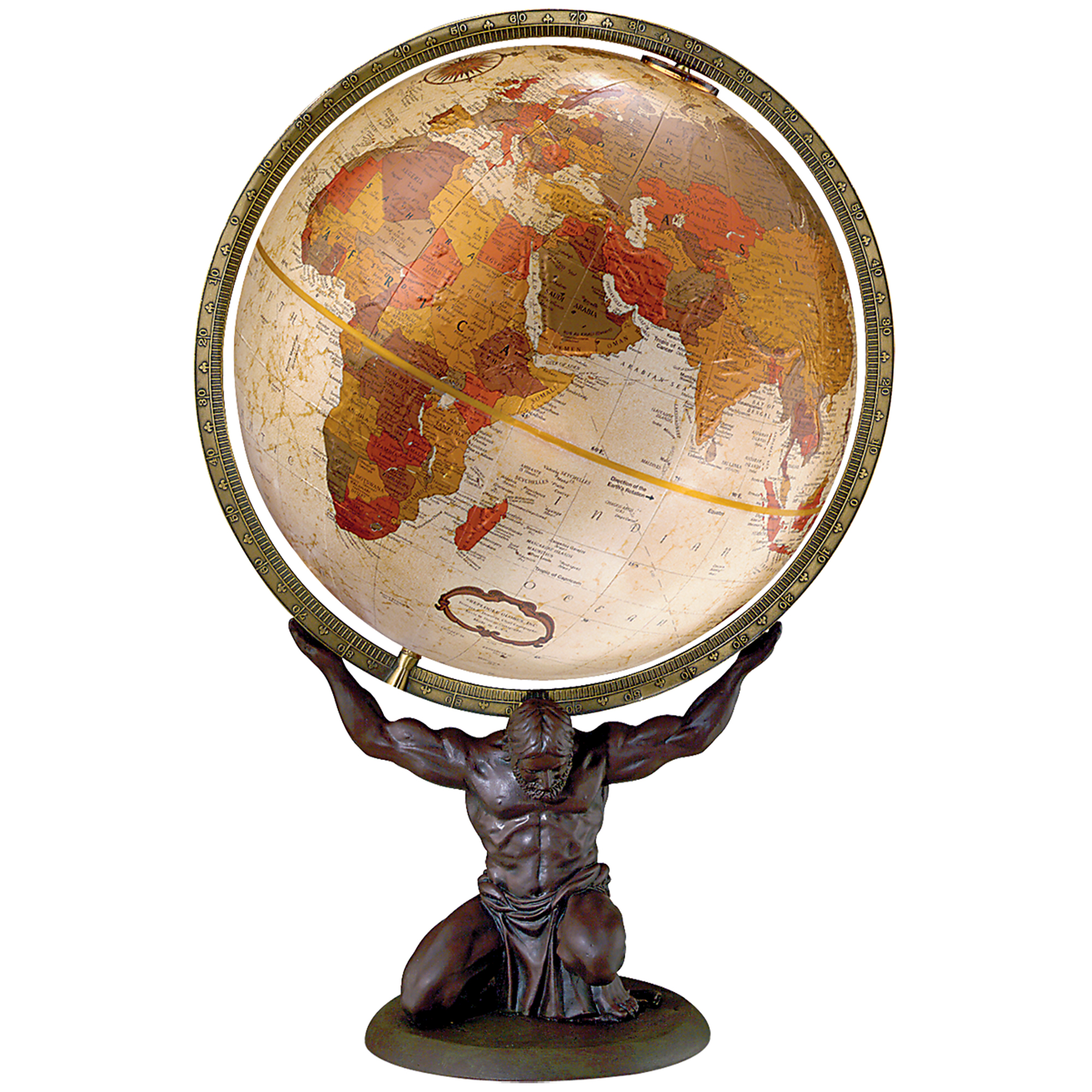 Globe de Bureau Atlas Océanique Métallisé Bronze, 12"/30cm de Diamètre (Anglais)