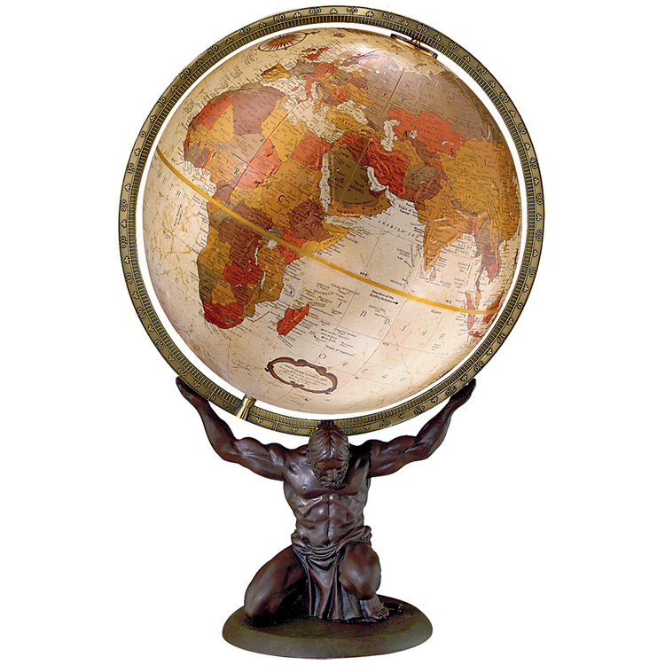 Globe de Bureau Atlas Océanique Métallisé Bronze, 12"/30cm de Diamètre (Anglais)
