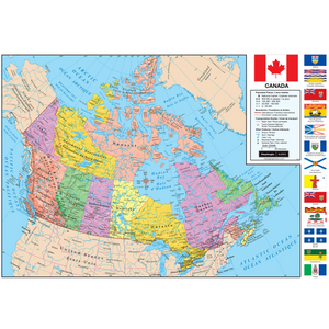 Canada 49"/124,5Cm X 33"/84Cm Carte Murale (Anglais/Français)