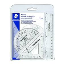 Ensemble de géométrie, 9 pièces, boîte en plastique