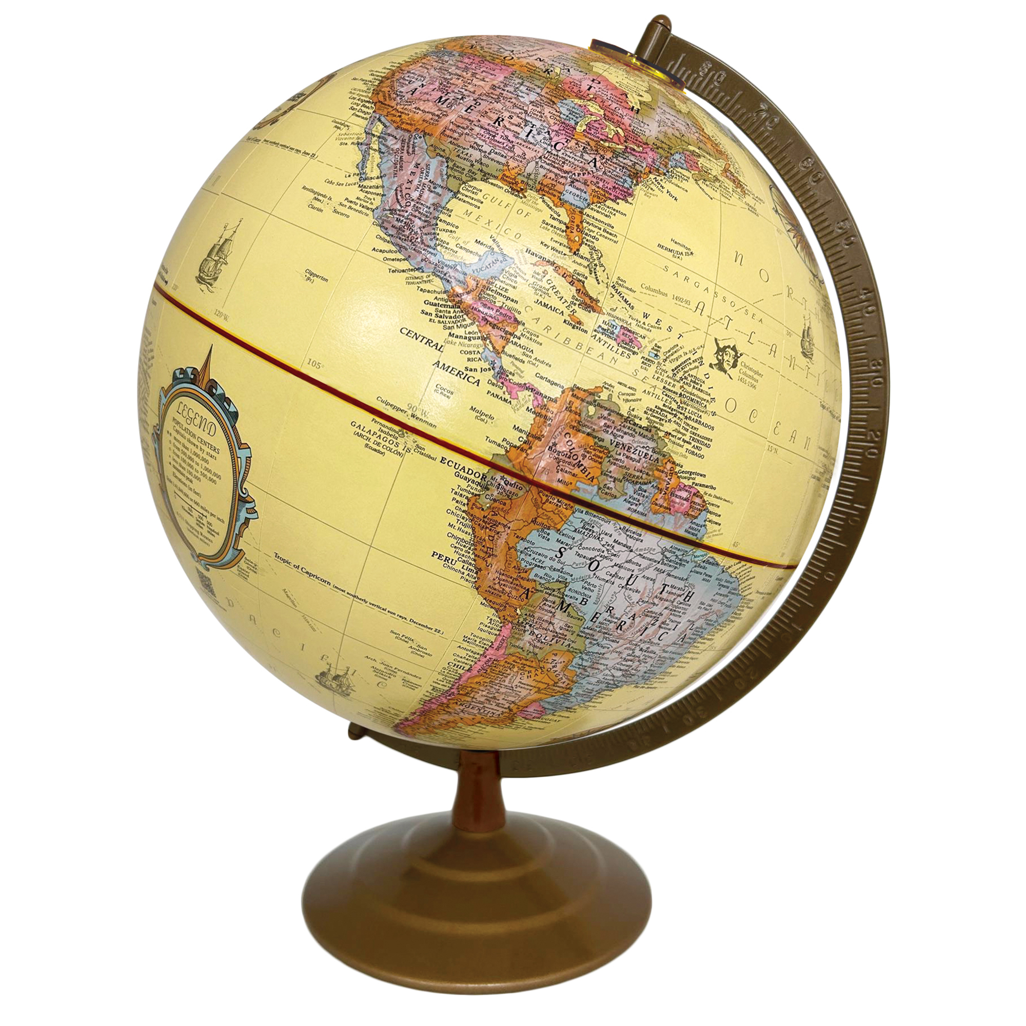 Globemaster Globe de Bureau 'Océan Antique' de 12"/30 cm de Diamètre avec Support en Métal et Demi-Méridien (Anglais)