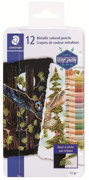 Crayons de couleur métalliques, effet métal, 12 pièces, FSC 100%