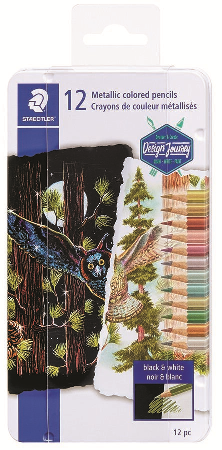 Crayons de couleur métalliques, effet métal, 12 pièces, FSC 100%