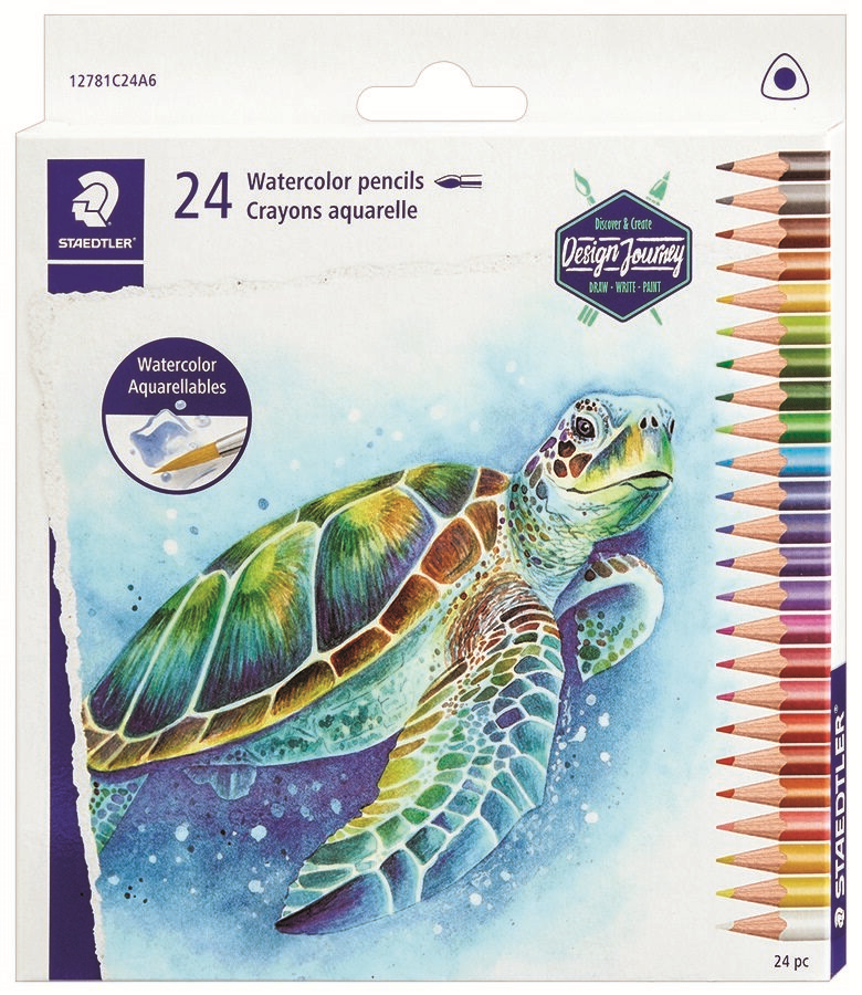 Crayons bois triangulaires 3 mm, lot de 24, FSC 100%