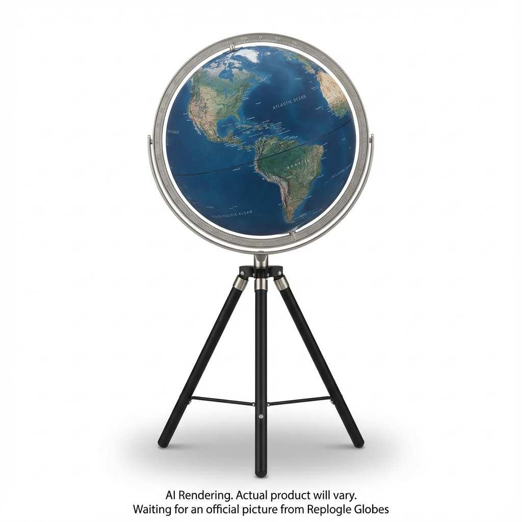 Globe Terrestre sur Pied Willston, Océan Bleu, 16 po / 40,5 cm de Diamètre (Anglais)