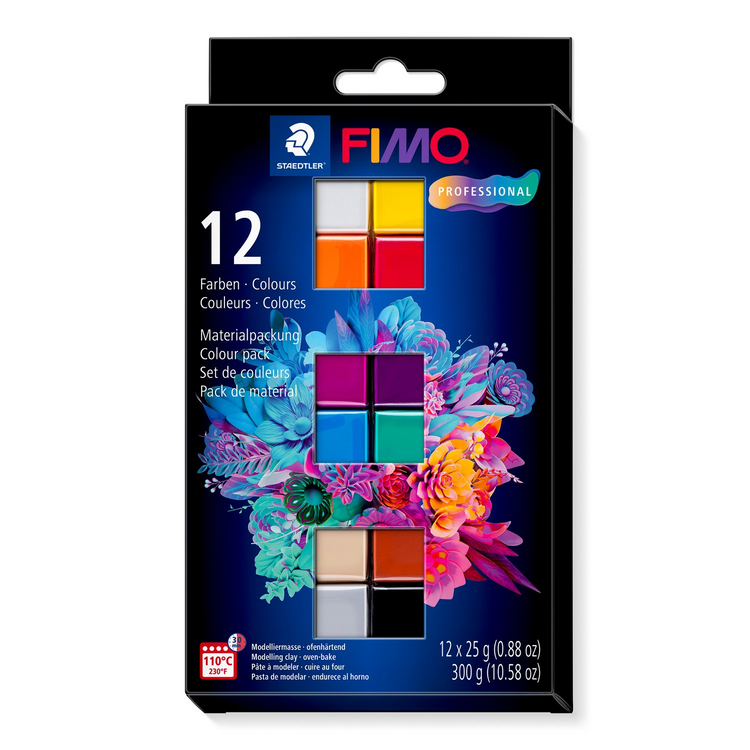 Set de Pâte à Modeler Fimo Professionnel Couleurs Basiques - Pack de 12 Couleurs