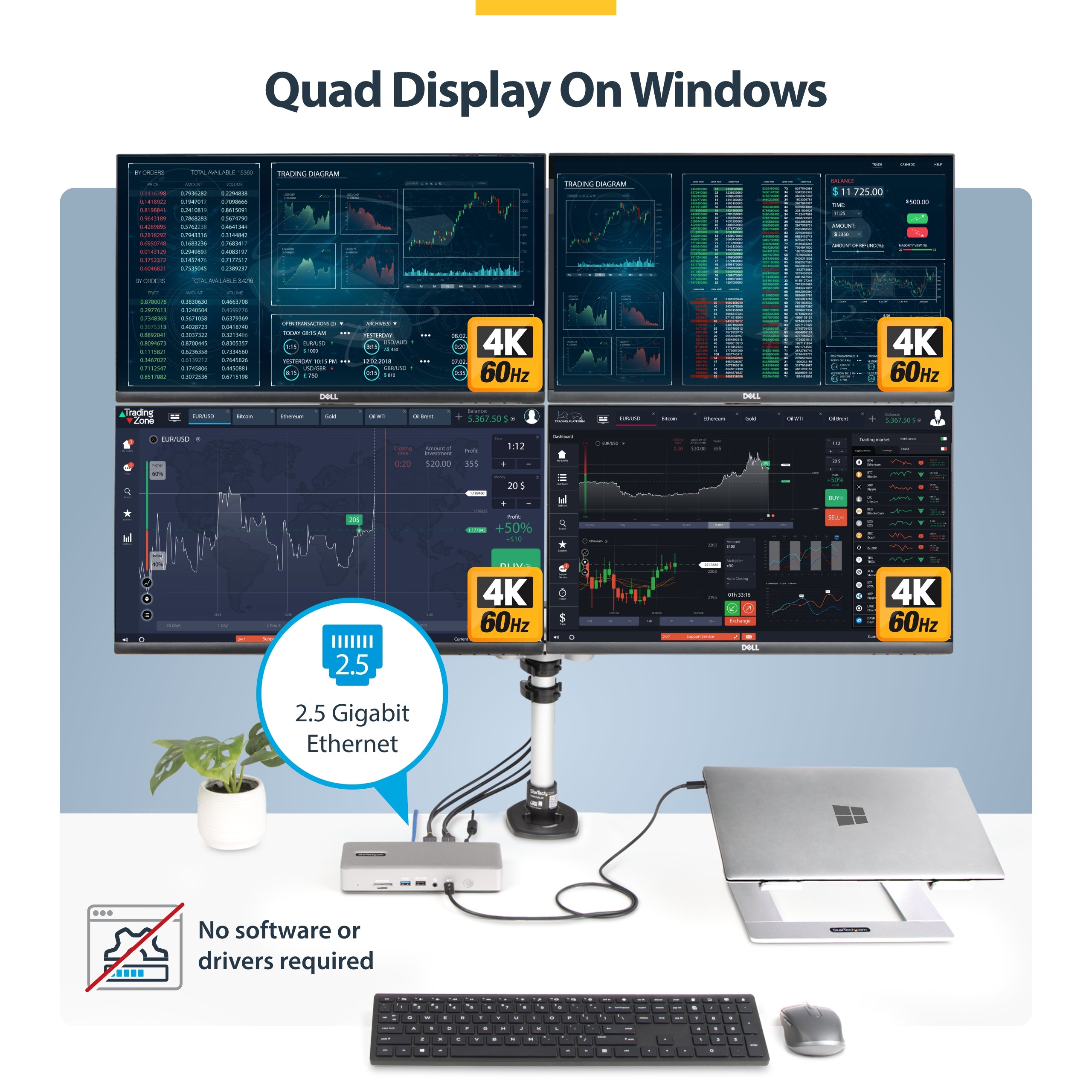 StarTech.com 132N-TB4USB4DOCK station d'accueil Avec fil Thunderbolt 4 Gris - Image 23
