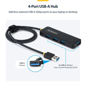 StarTech.com H5A4A-USB-HUB-2 hub & concentrateur USB 3.2 Gen 1 (3.1 Gen 1) Type-A 5000 Mbit/s Noir - Image 3