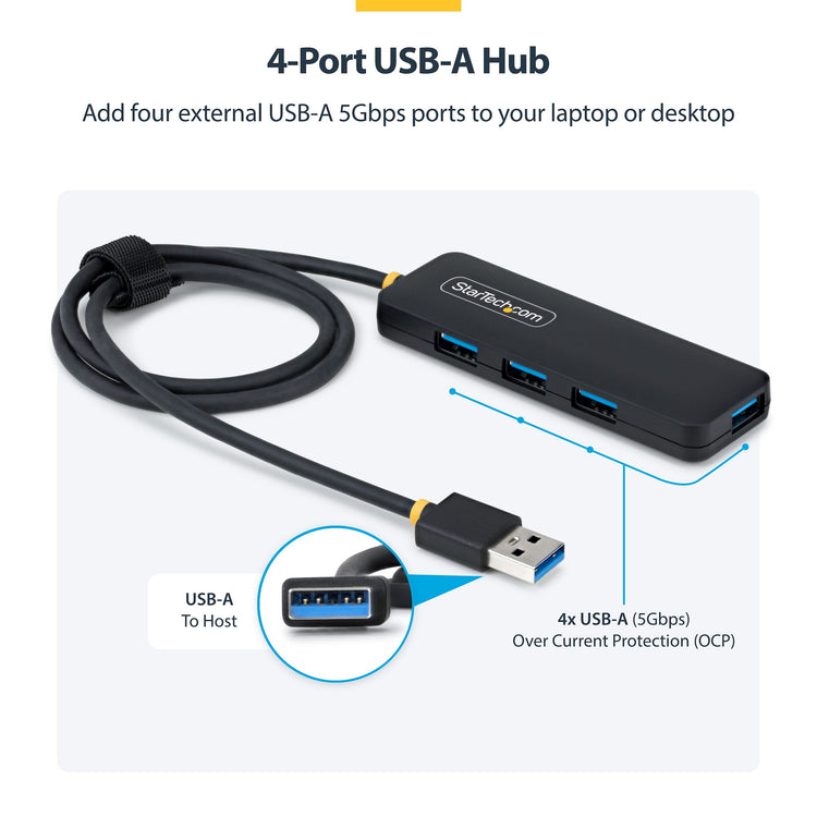 StarTech.com H5A4A-USB-HUB-2 hub & concentrateur USB 3.2 Gen 1 (3.1 Gen 1) Type-A 5000 Mbit/s Noir - Image 3